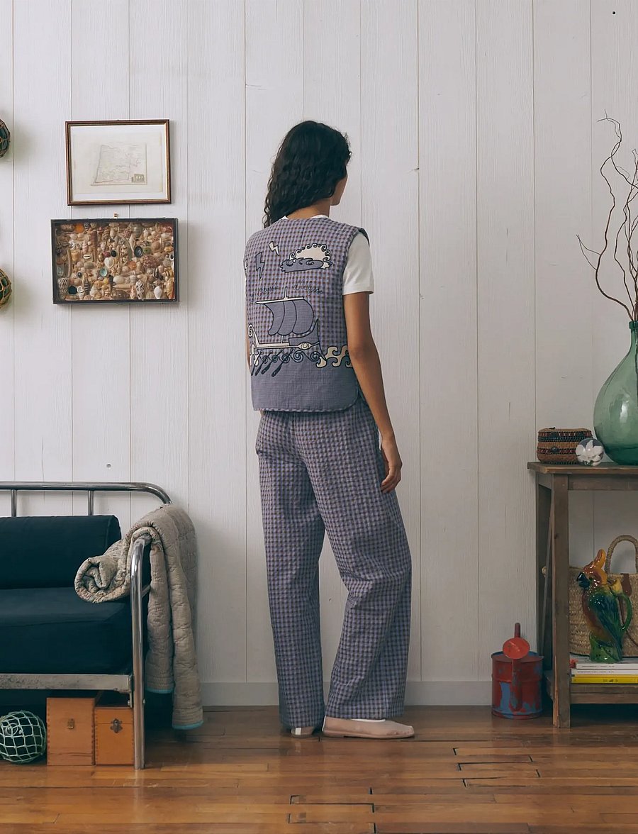 Maison Labiche - VALHUBERT ULYSSE - vatterede veste - seersucker patchwork - 3