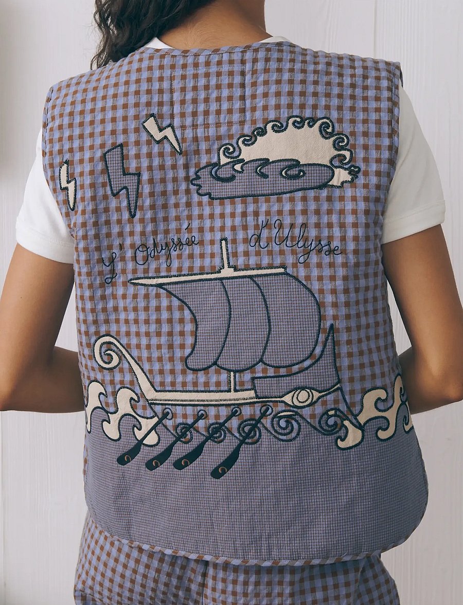 Maison Labiche - VALHUBERT ULYSSE - vatterede veste - seersucker patchwork - 4