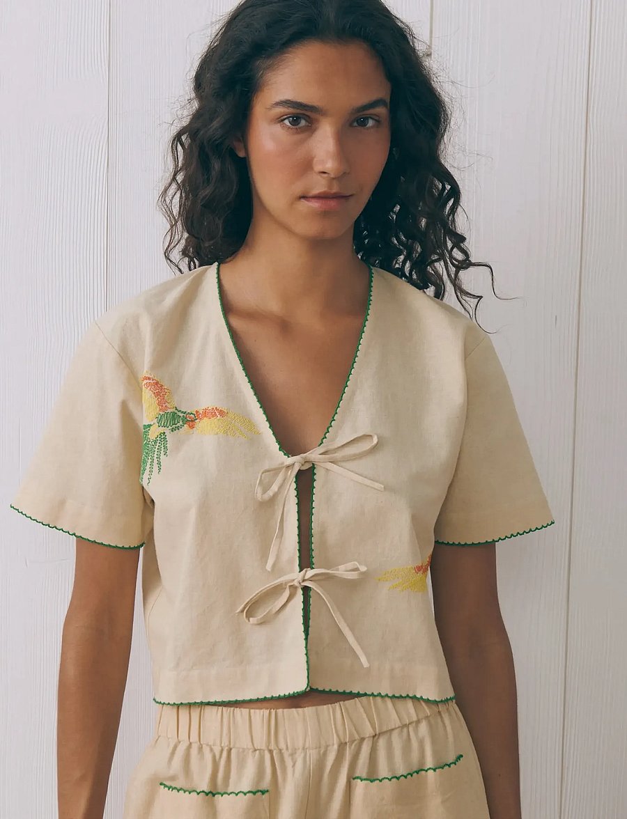 Maison Labiche - VENEUR PARROTS - kurzärmlige hemden - linen oatmeal beige - 4
