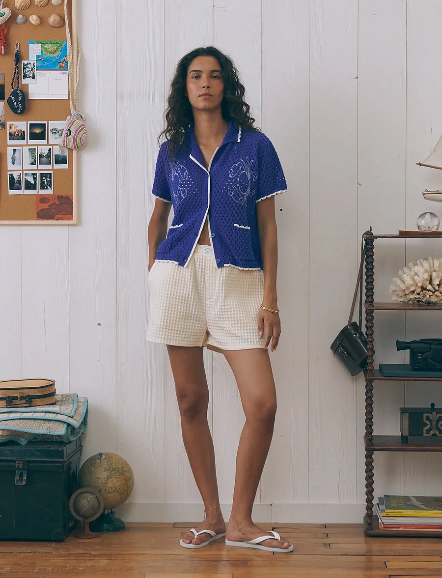 Maison Labiche - VERMENOUZE WAFFLE - sweatshorts - big waffle off white - 0