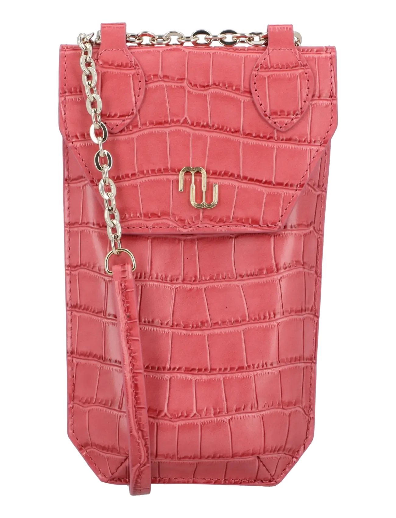 MAJE Croco Embossed Leder Phone Holder Pink - One Size - Damen