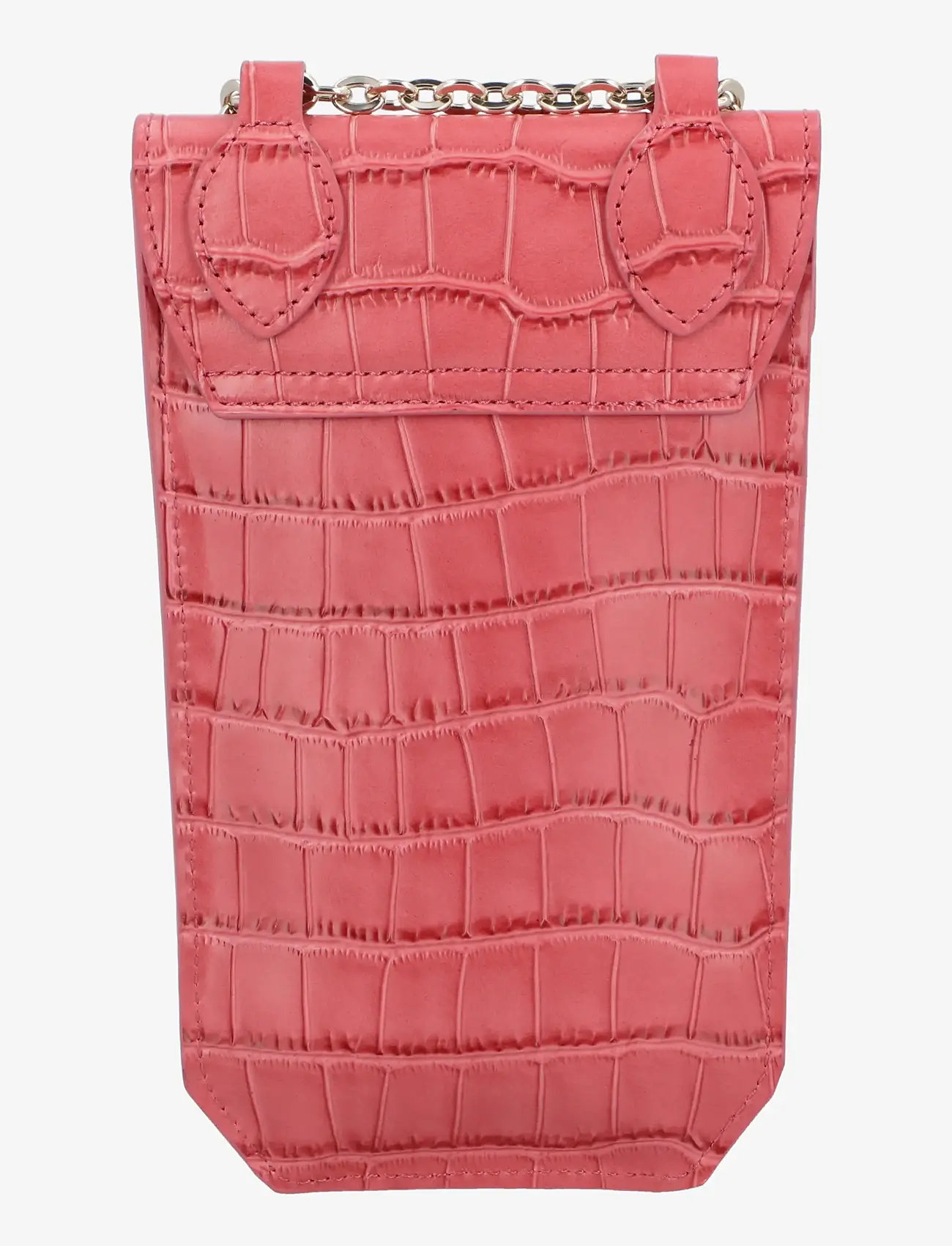 Maje - Croco embossed leather phone holder - crossbody bags - pink - 2