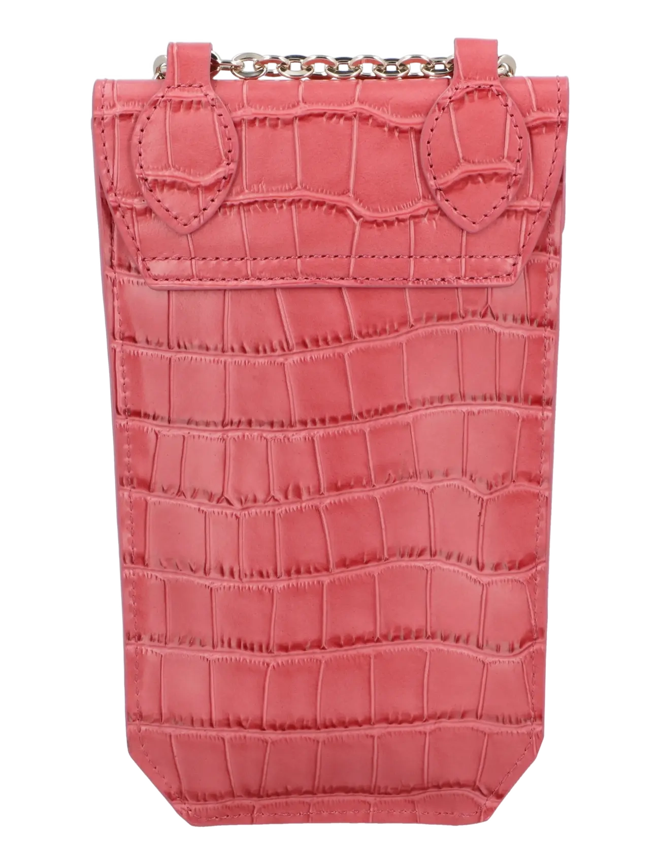 Maje - Croco embossed leather phone holder - crossbody bags - pink - 2