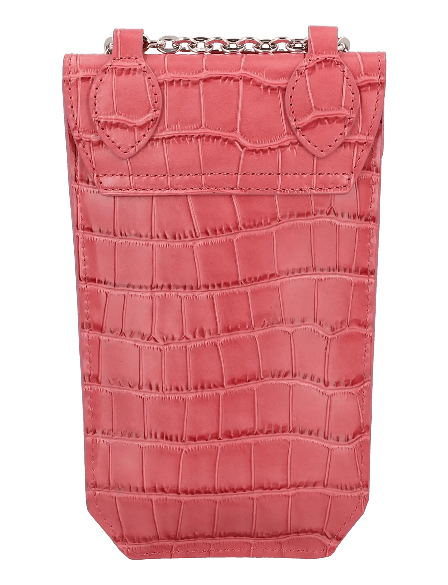 Maje - Croco embossed leather phone holder - crossbody bags - pink - 2