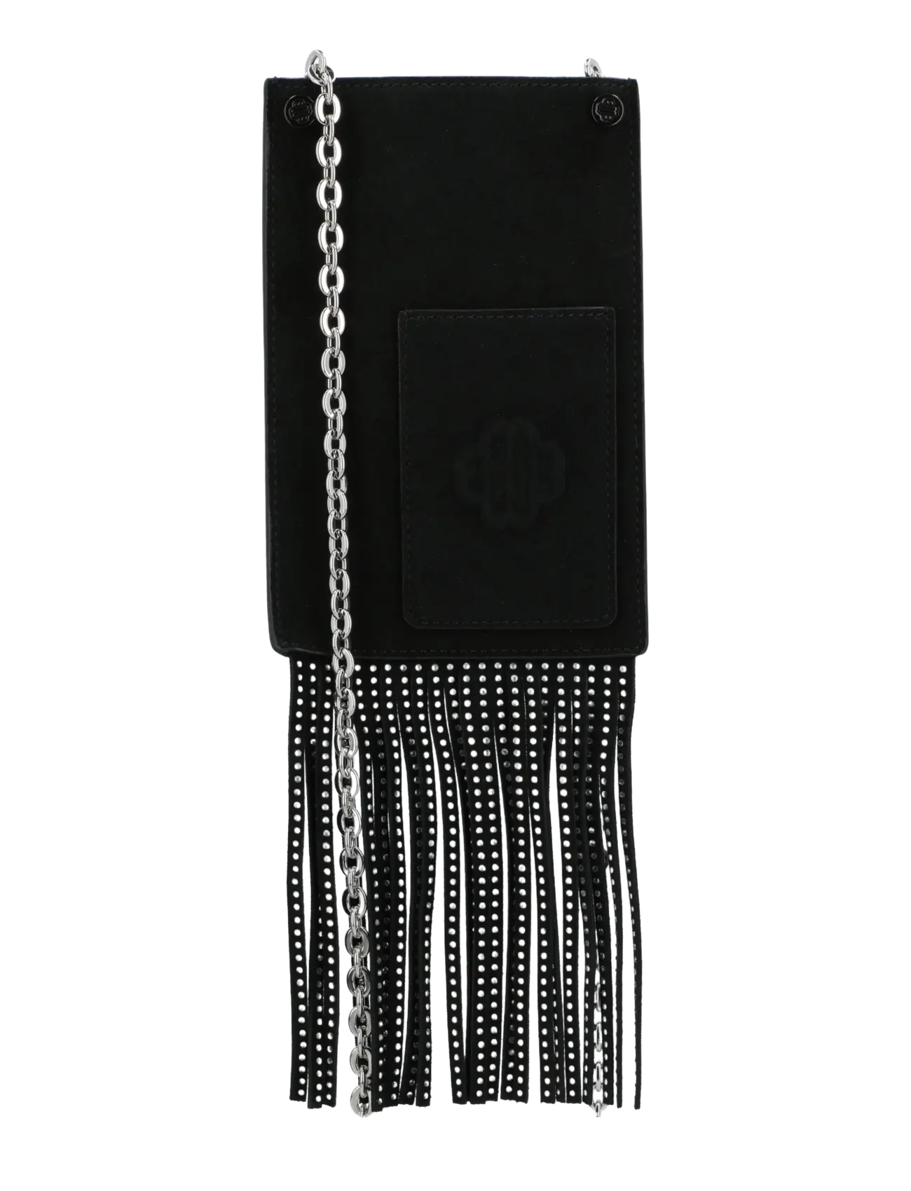 Maje Leather Fringe Phone Bag, One Size, Bags, Schwarz - Crossbody Frauen