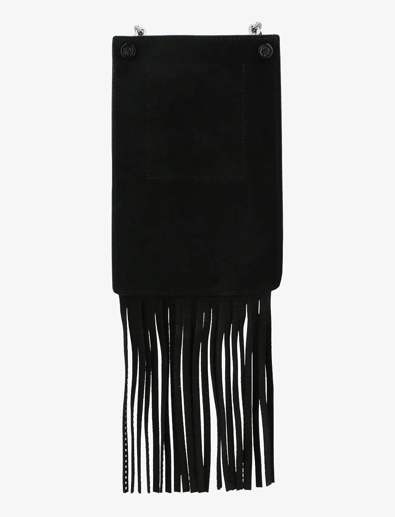 Maje - Leather fringe phone bag - crossbody bags - black - 1