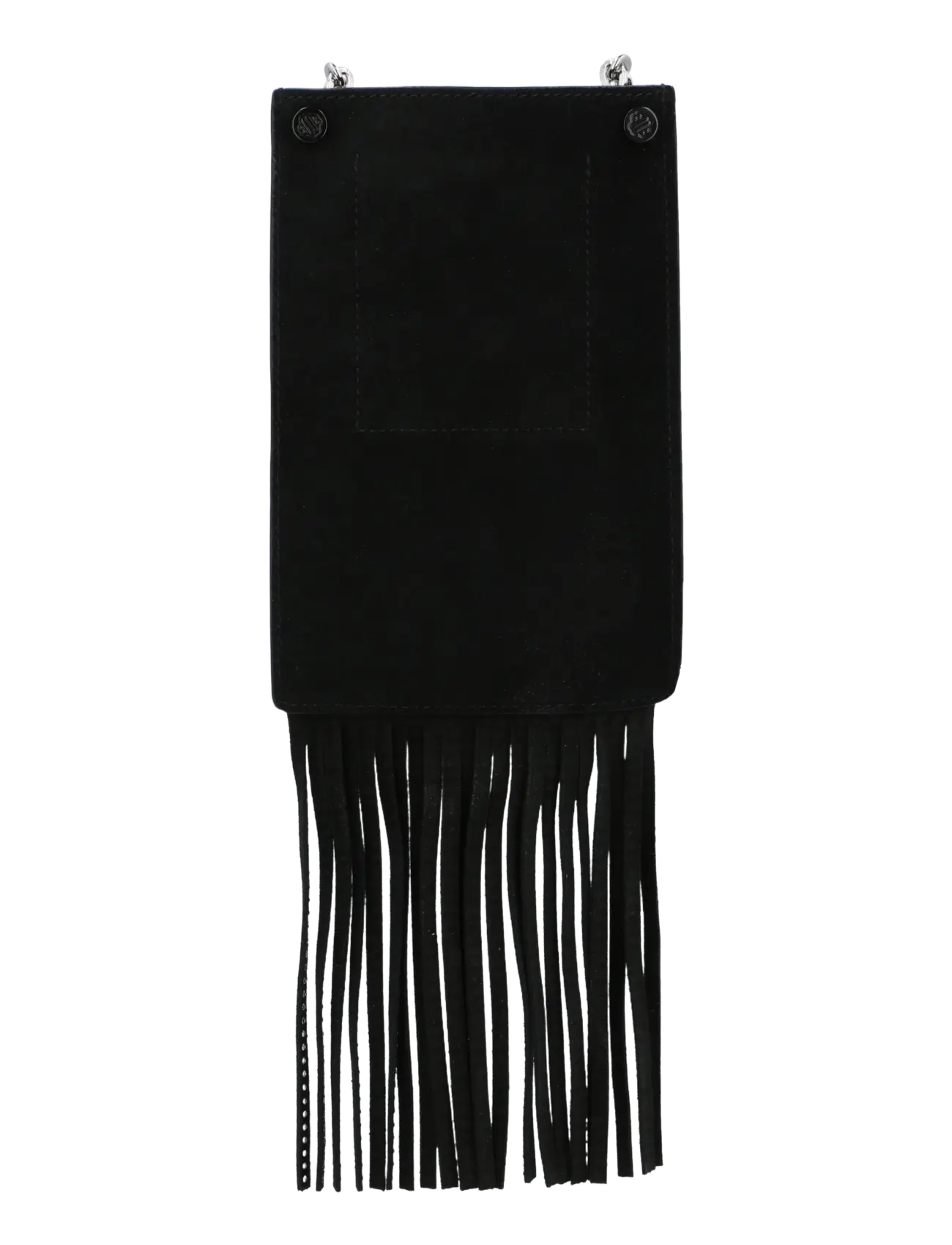 Maje - Leather fringe phone bag - crossbody kotid - black - 1