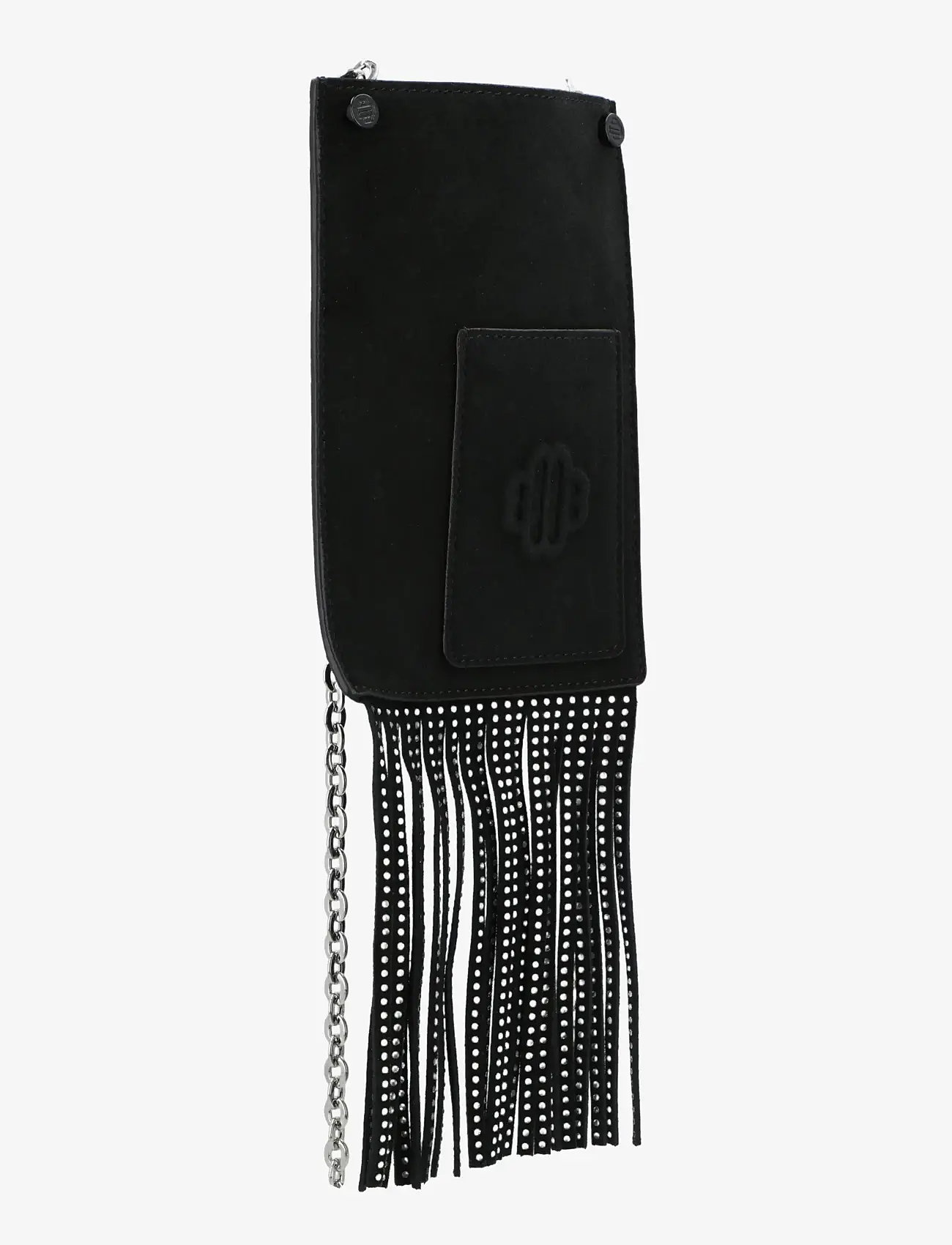 Maje - Leather fringe phone bag - crossbody bags - black - 2