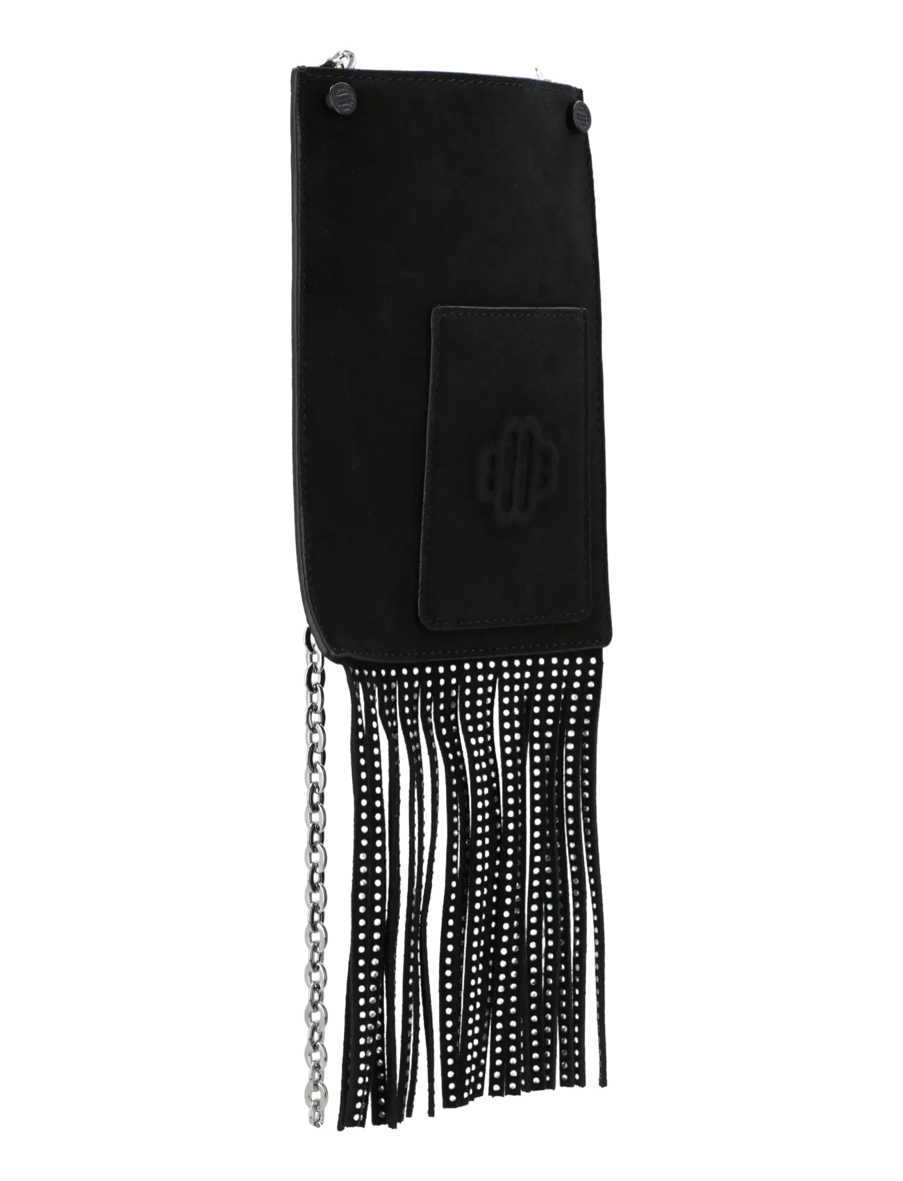 Maje - Leather fringe phone bag - crossbody kotid - black - 2