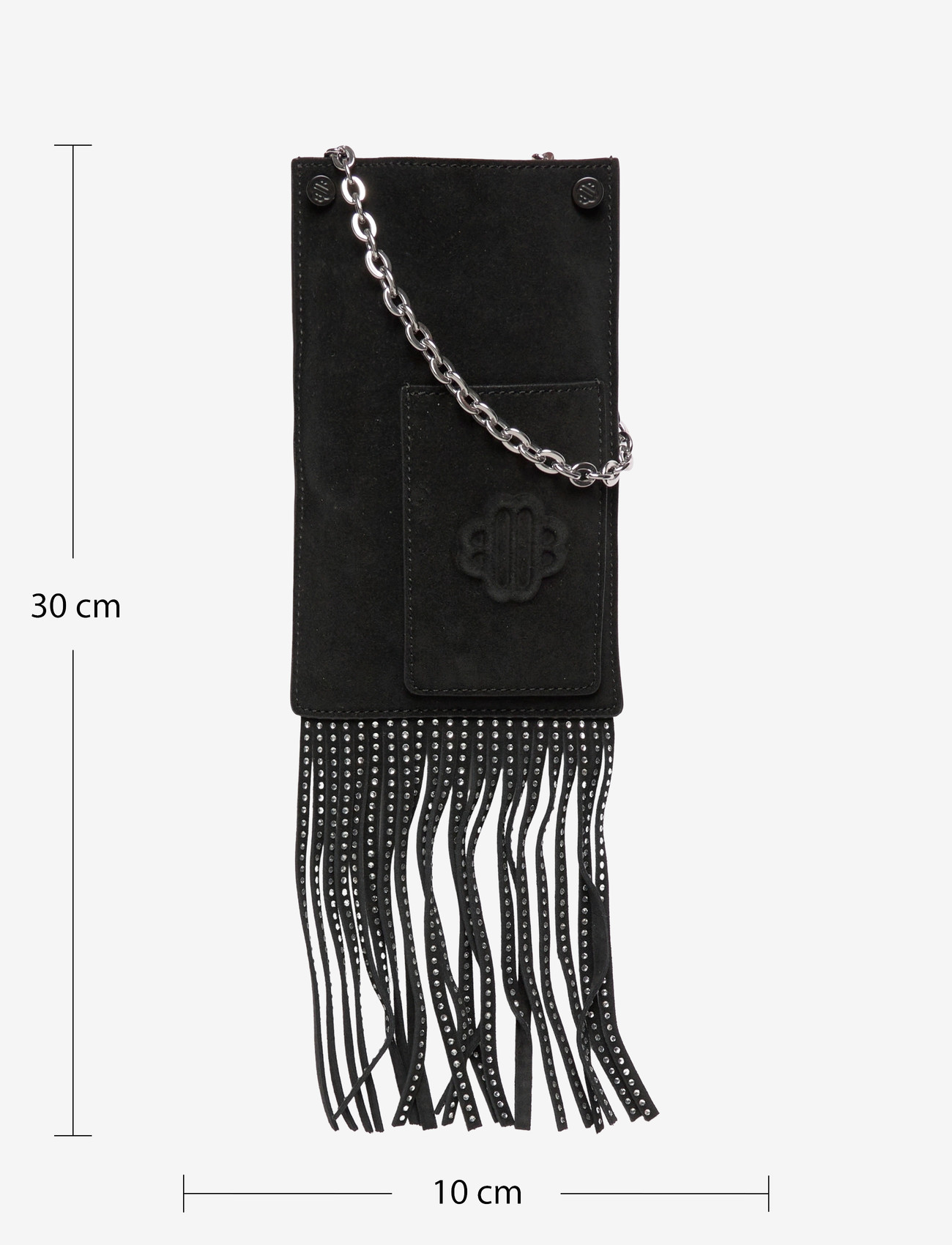 Maje - Leather fringe phone bag - crossbody bags - black - 3