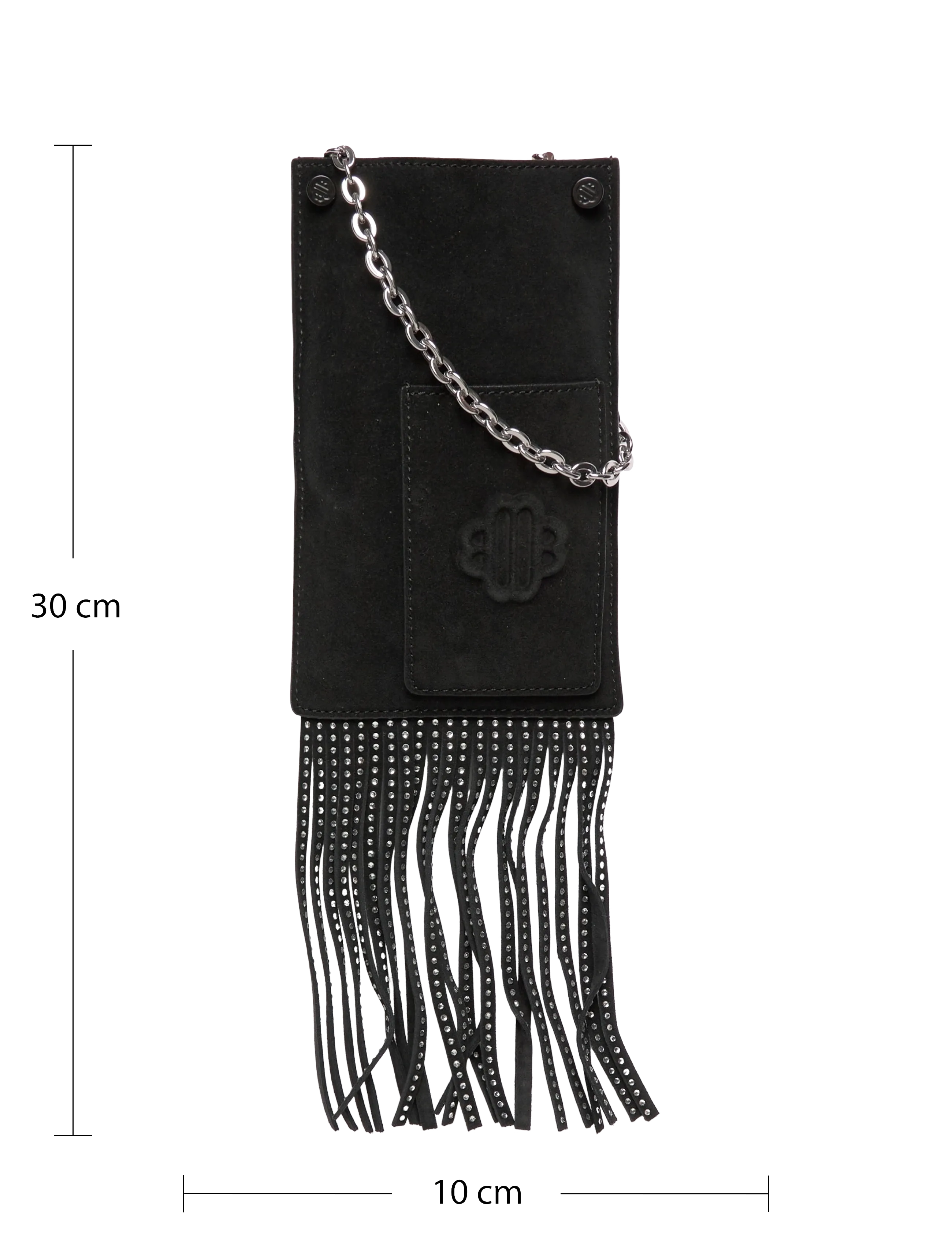 Maje - Leather fringe phone bag - crossbody kotid - black - 3