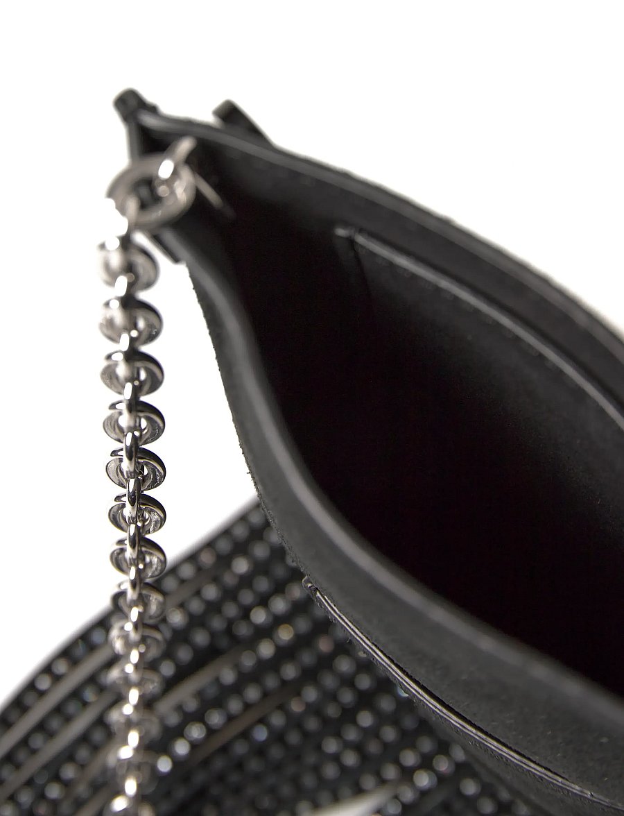 Maje - Leather fringe phone bag - crossbody bags - black - 5