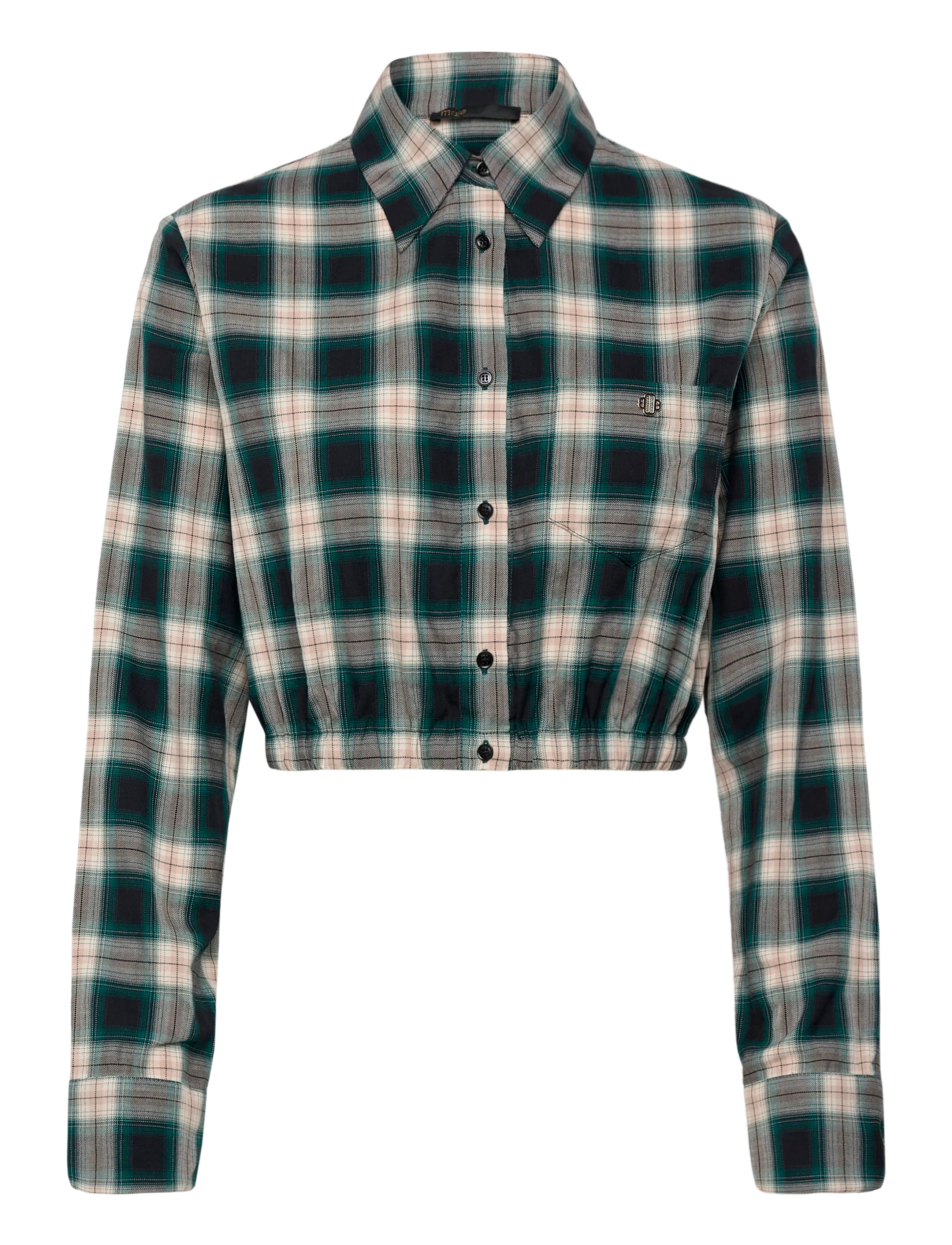 MAJE Cropped Baumwolle Shirt Grün - 38 - Damen