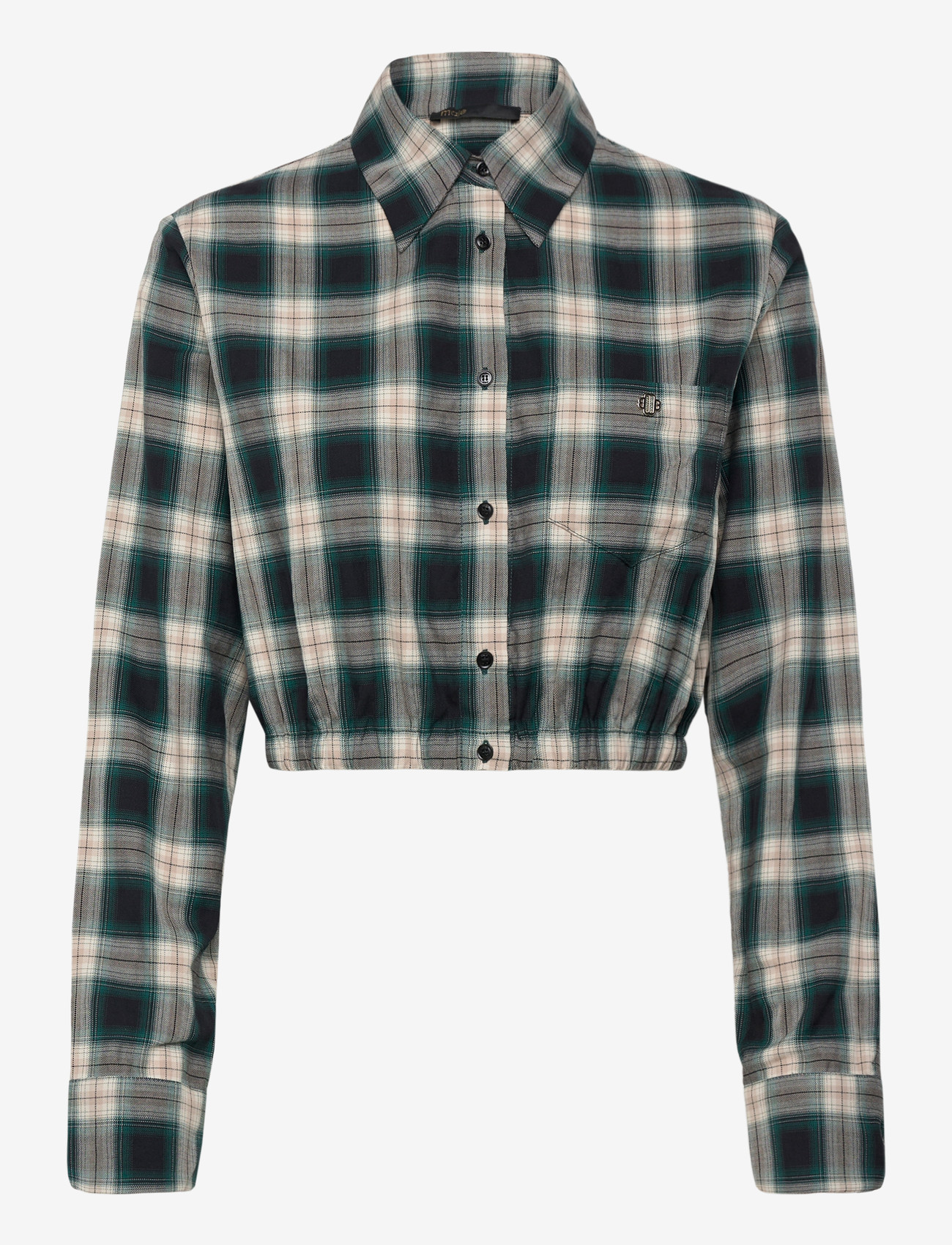 Maje - Cropped Cotton Shirt - langärmlige hemden - green - 0