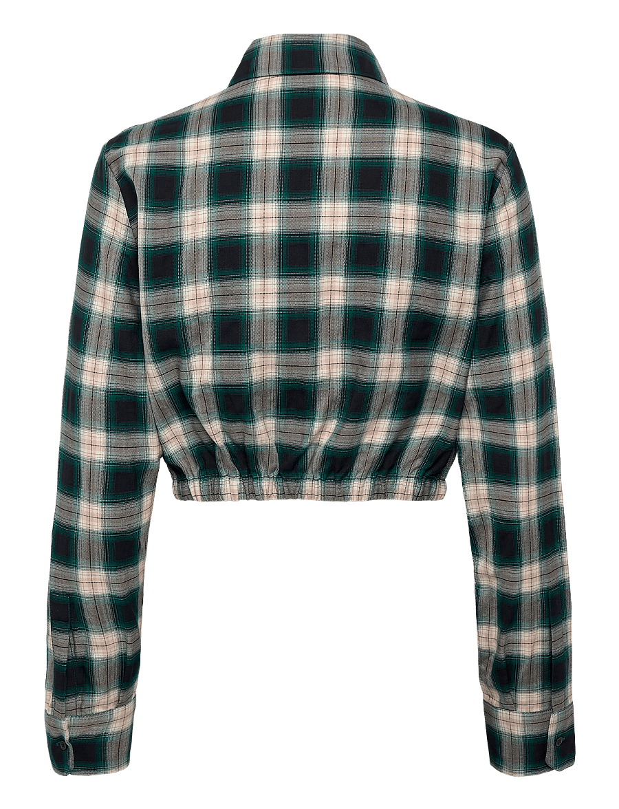 Maje - Cropped Cotton Shirt - langærmede skjorter - green - 2