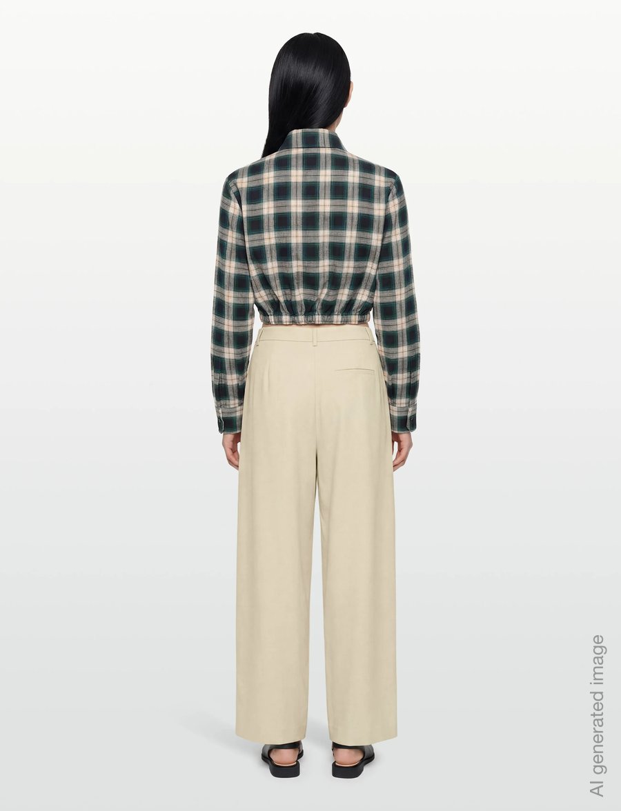 Maje - Cropped Cotton Shirt - langærmede skjorter - green - 4