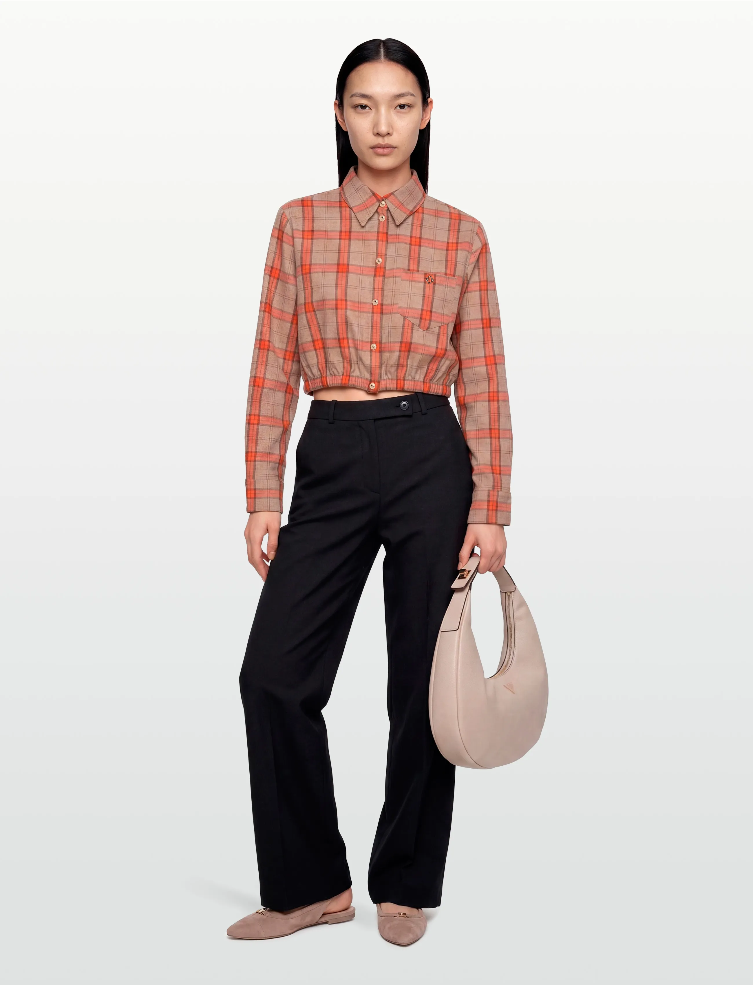 Maje Cropped Shirt, 40, Shirts, Orange - Long-sleeved, Frauen