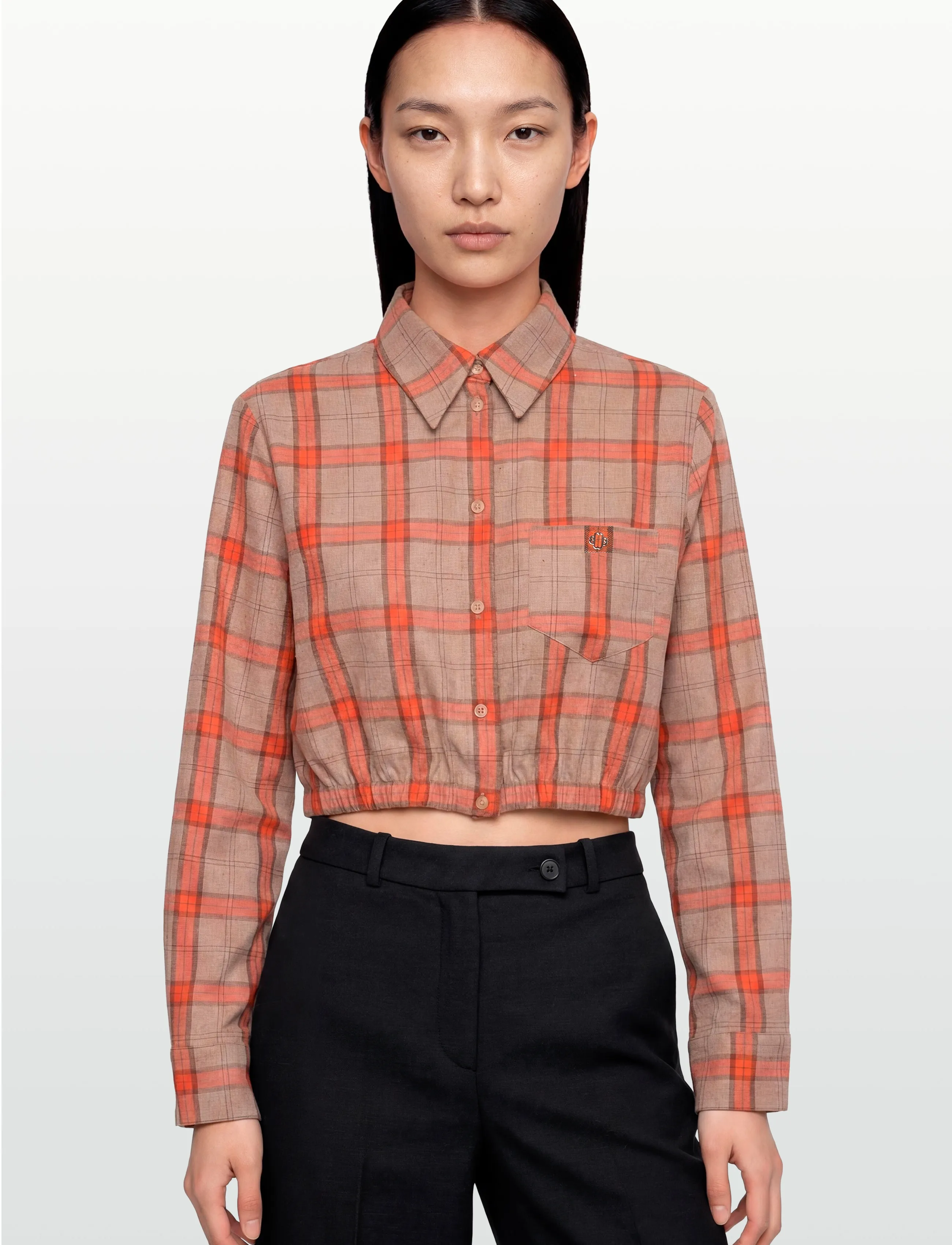 Maje - Cropped Shirt - pitkähihaiset kauluspaidat - orange - 3