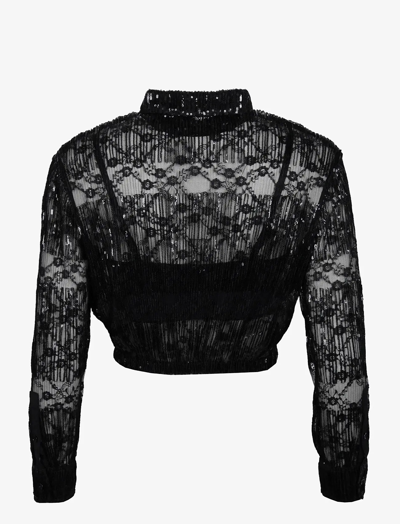 Maje - Pleated lace cropped shirt - langærmede skjorter - multicolored - 1