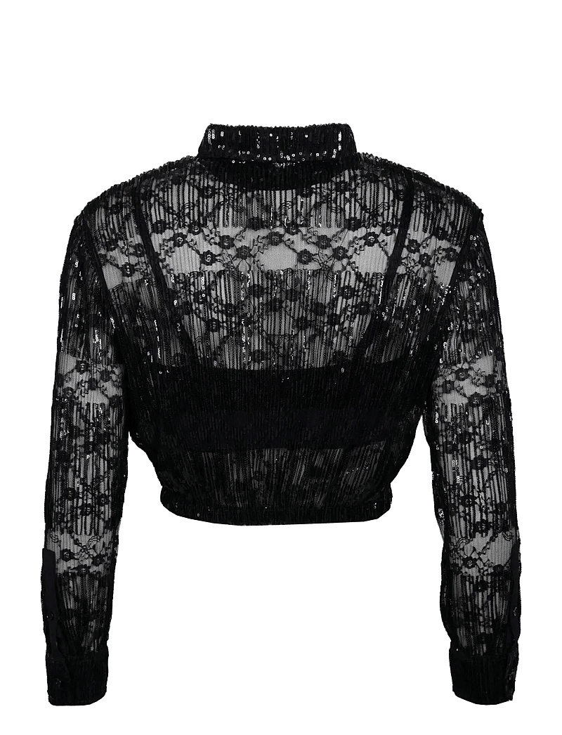 Maje - Pleated lace cropped shirt - langærmede skjorter - multicolored - 1