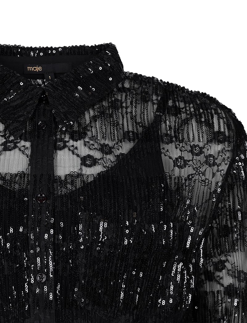 Maje - Pleated lace cropped shirt - langærmede skjorter - multicolored - 2