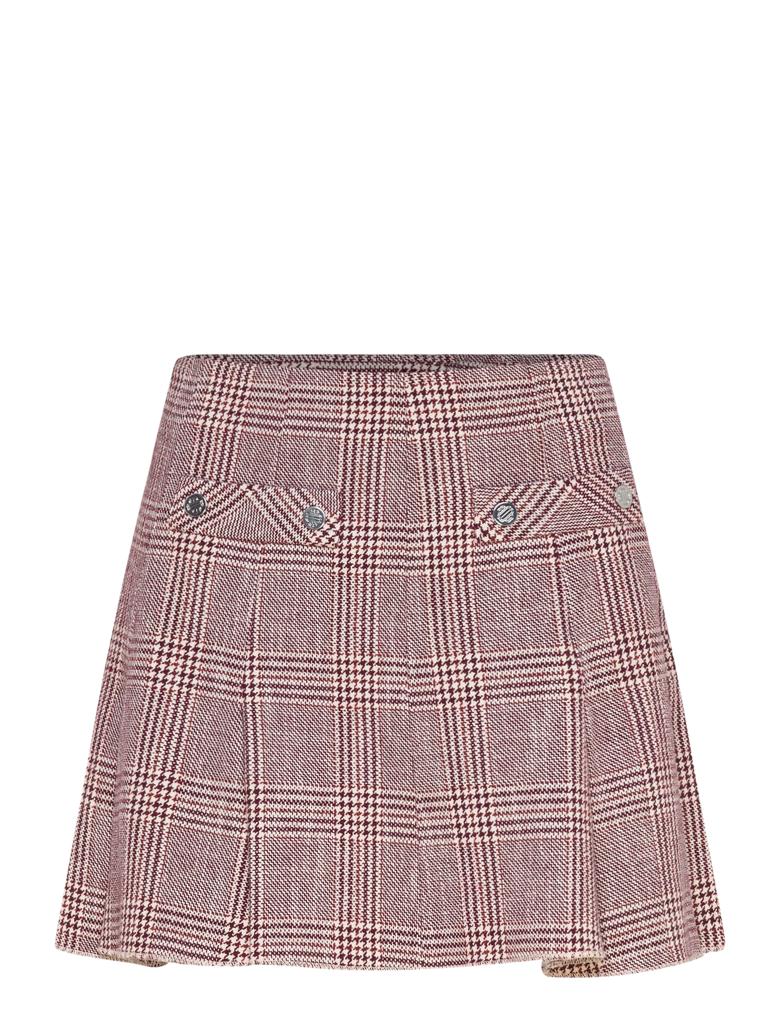 MAJE Checked Rock With Godets Burgundy - 38 - Damen