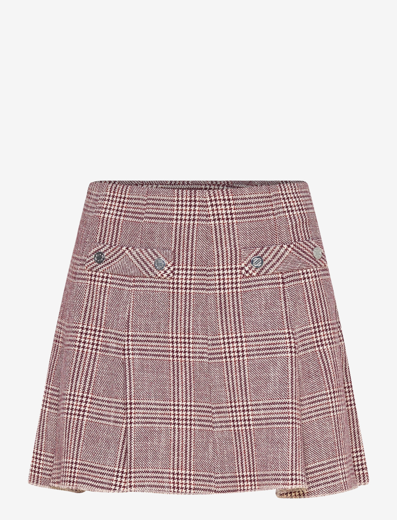 Maje - Checked skirt with godets - plisserede nederdele - burgundy - 0