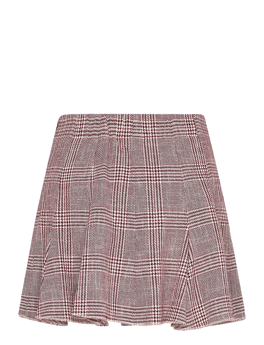 Maje - Checked skirt with godets - pleated skirts - burgundy - 2
