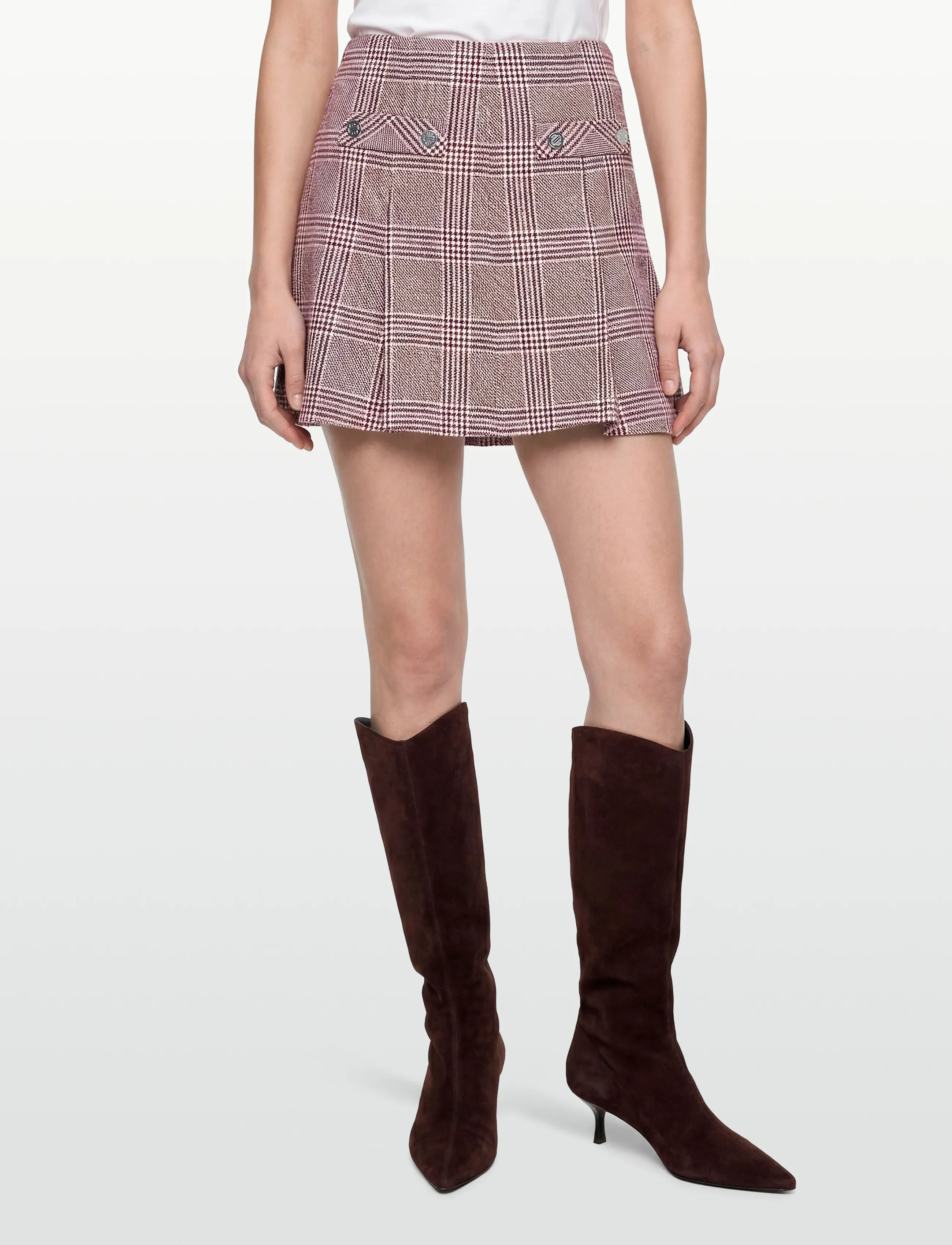 Maje - Checked skirt with godets - klostuoti sijonai - burgundy - 3
