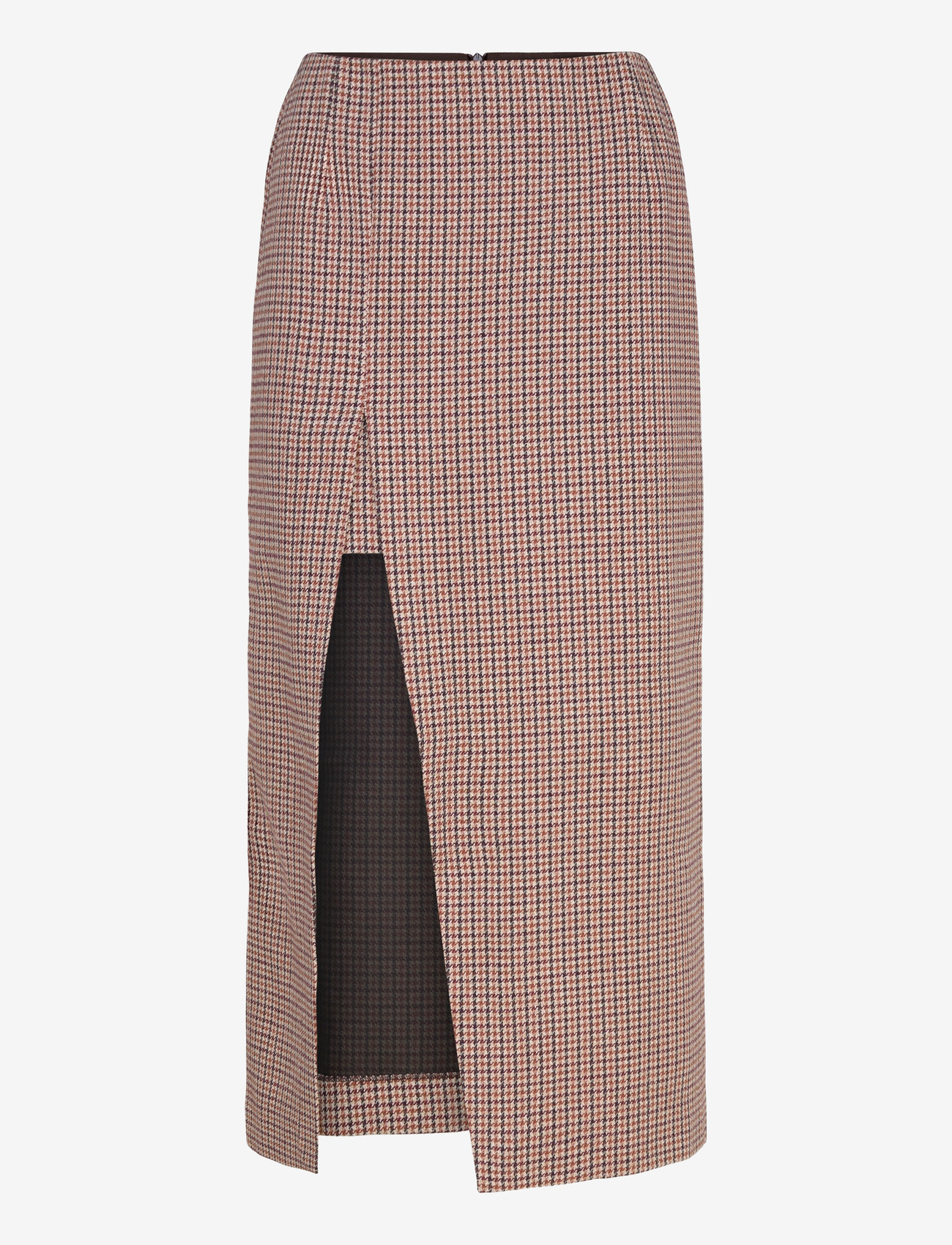 Maje - Midi skirt with houndstooth slit - midi kjolar - camel - 0