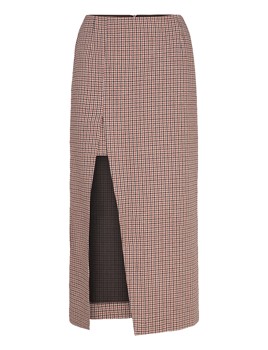 Maje - Midi skirt with houndstooth slit - midi-röcke - camel - 1