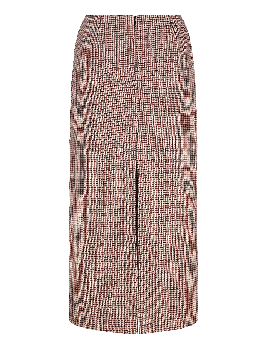Maje - Midi skirt with houndstooth slit - midi-röcke - camel - 2