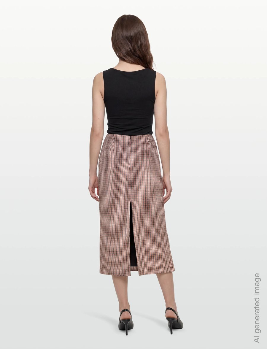 Maje - Midi skirt with houndstooth slit - midi-röcke - camel - 4