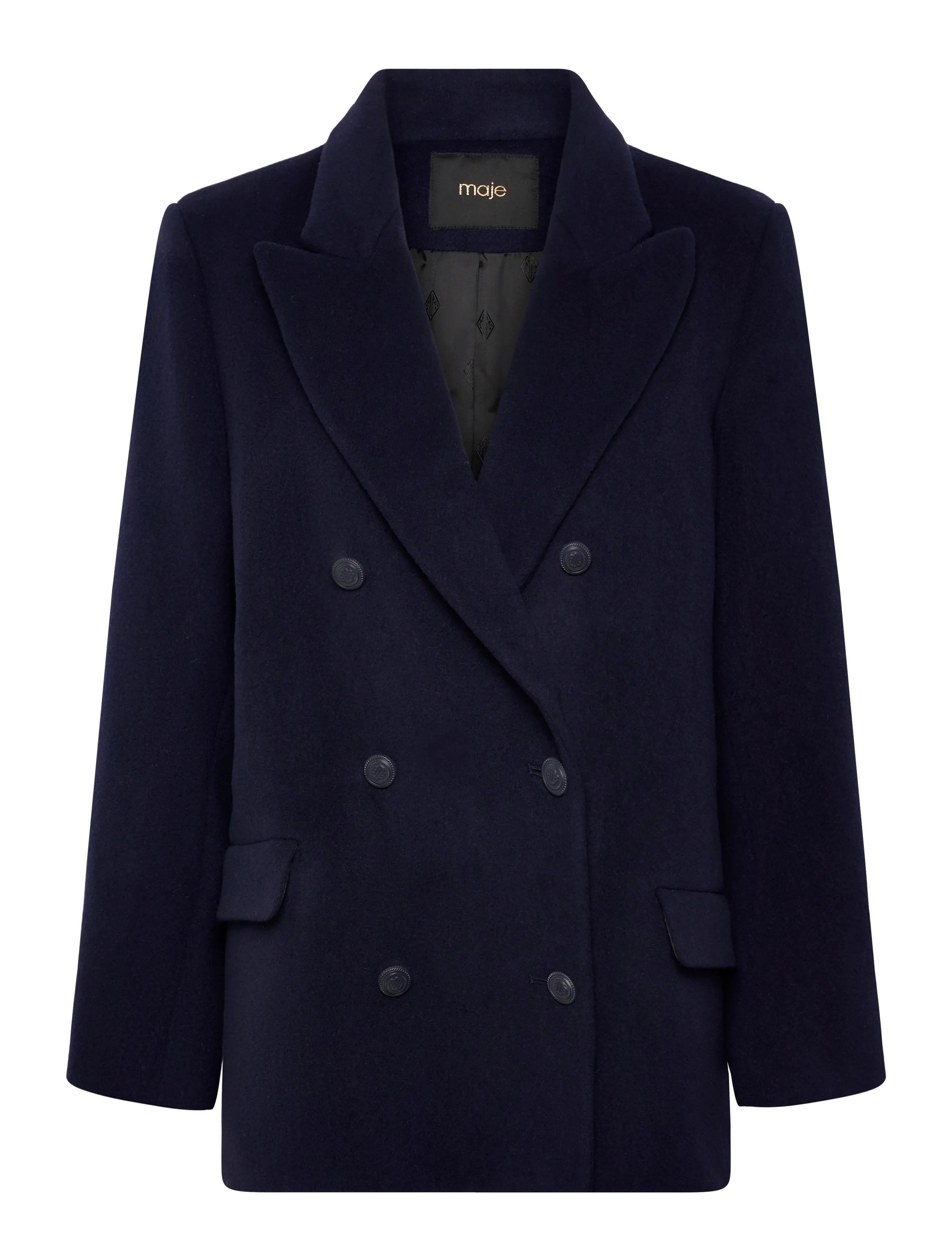 MAJE Wolle Blend Mantel Navy - 38 - Damen