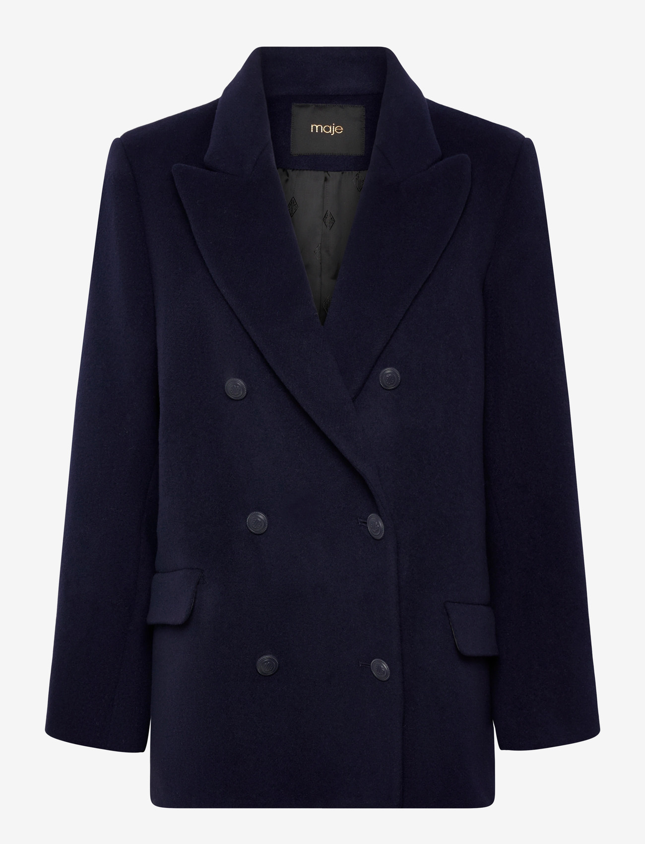 Maje - Wool Blend Coat - vinterjackor - navy - 0