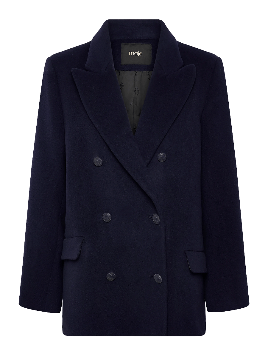 Maje - Oversized Wool Broadcloth Coat - winterjacken - navy - 1