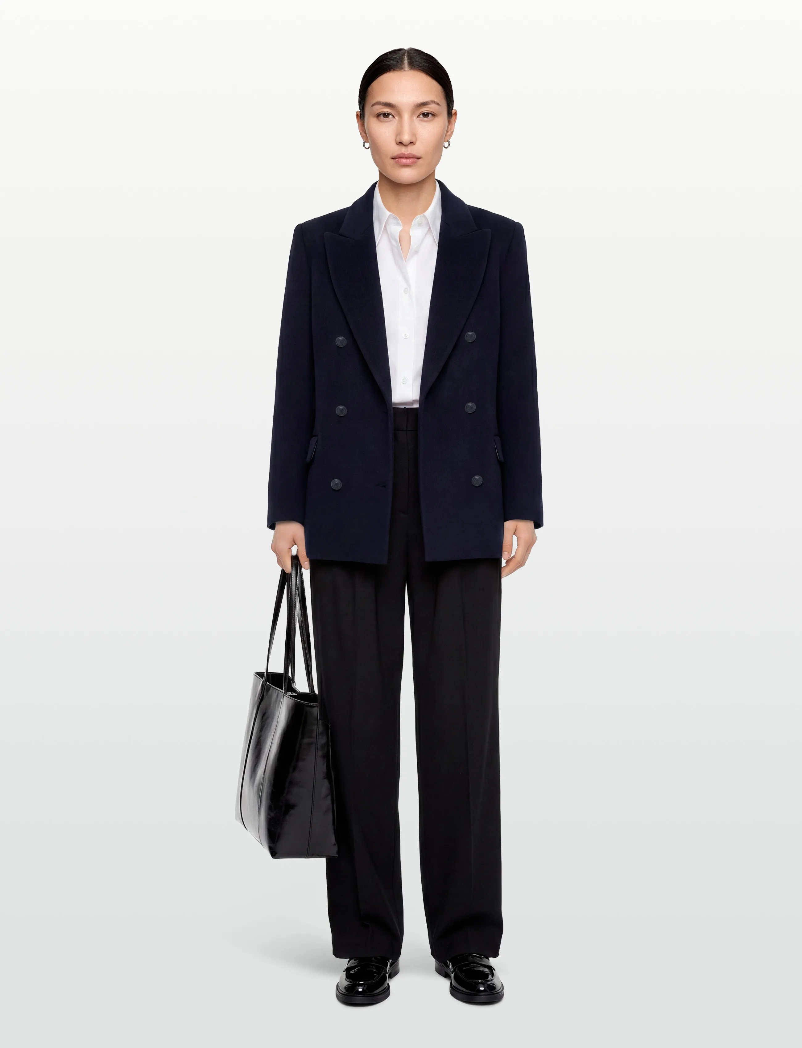 Maje Wool Blend Coat, 34, Coats, Marineblau - Frauen