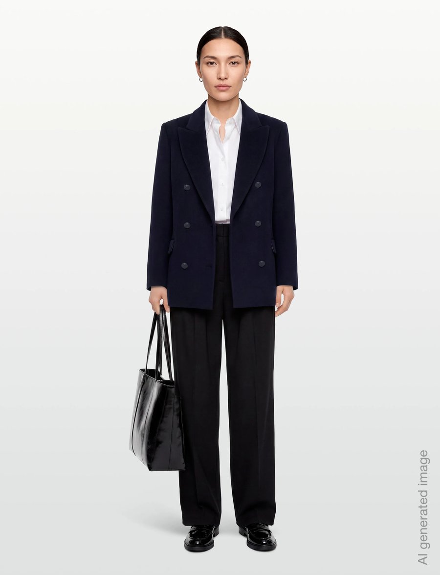 Maje - Oversized Wool Broadcloth Coat - winterjacken - navy - 0