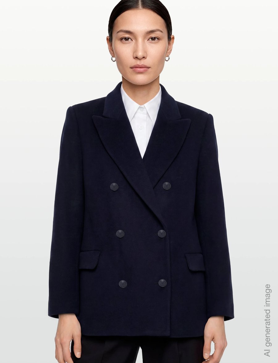 Maje - Oversized Wool Broadcloth Coat - winterjacken - navy - 3