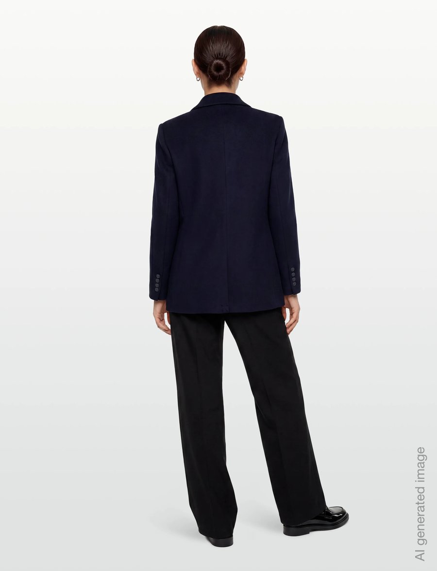 Maje - Oversized Wool Broadcloth Coat - winterjacken - navy - 4