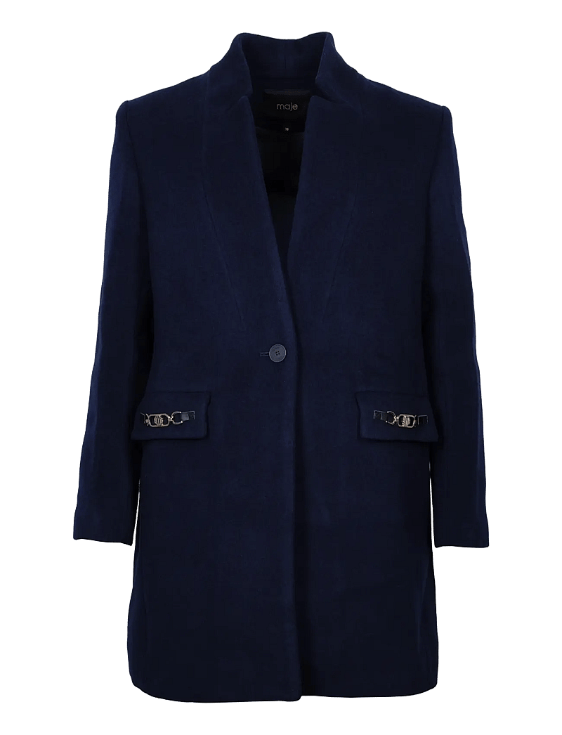 Maje - Wool Blend Coat - winter jackets - navy - 0