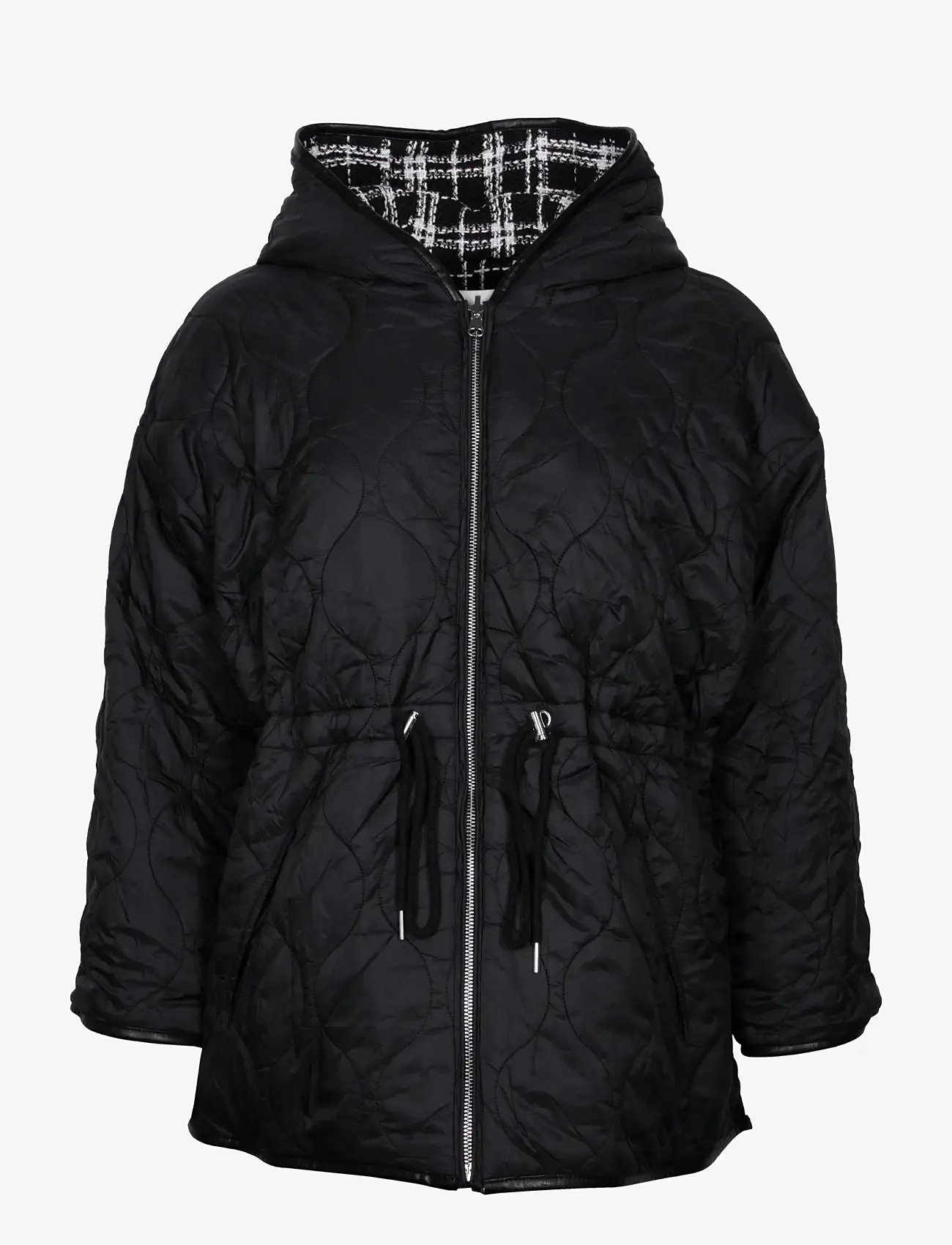Maje - Reversible tweed jacket with hood - forårsjakker - black - 2