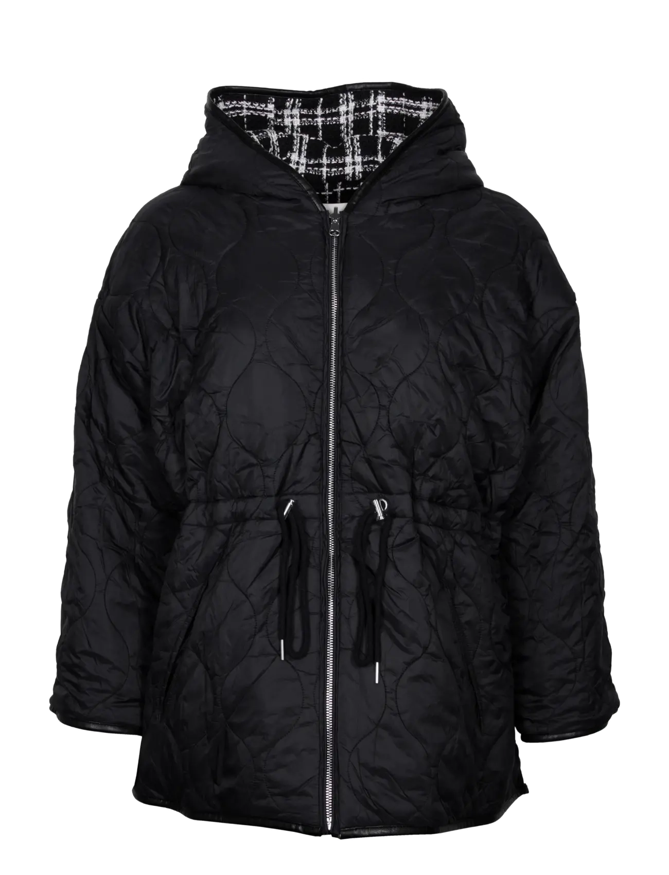 Maje - Reversible tweed jacket with hood - kevättakit - black - 2