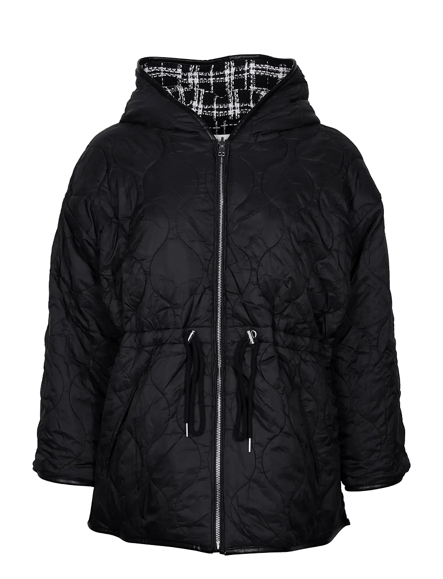 Maje - Reversible tweed jacket with hood - frühlingsjacken - black - 2