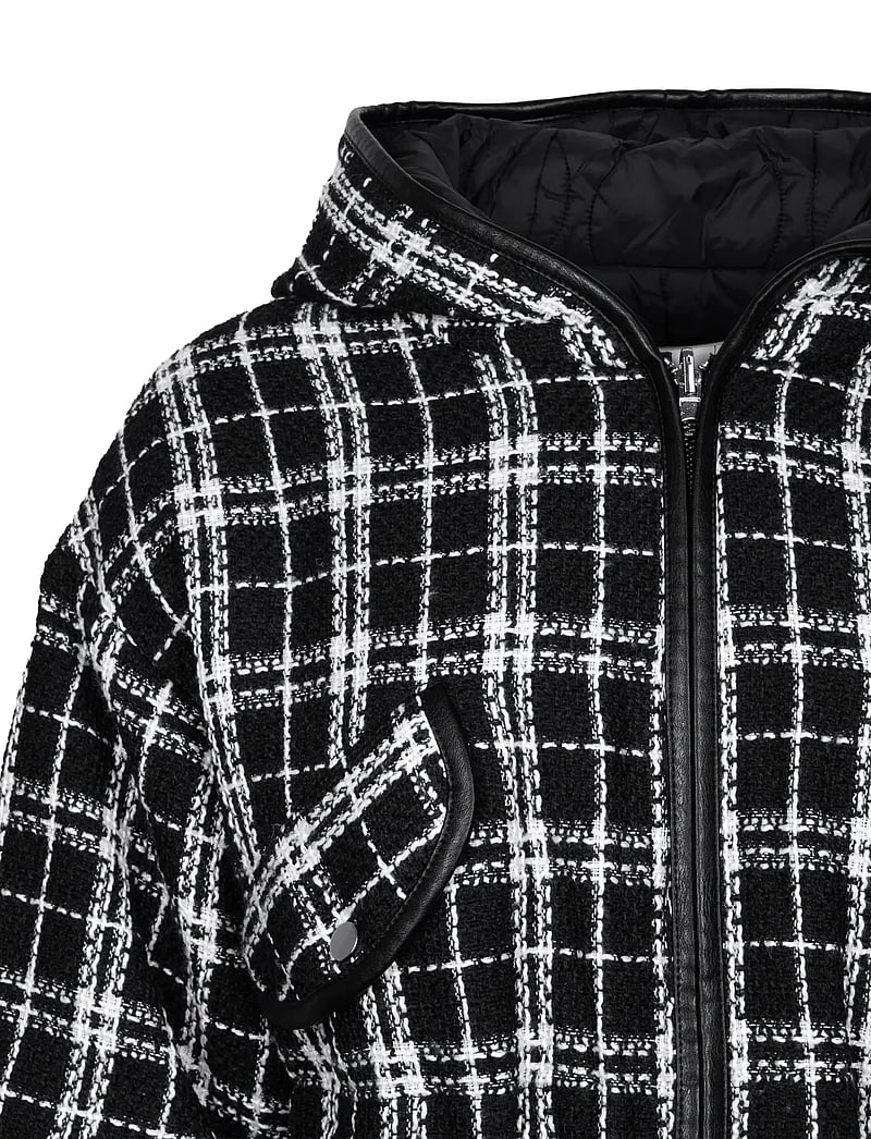Maje - Reversible tweed jacket with hood - forårsjakker - black - 3