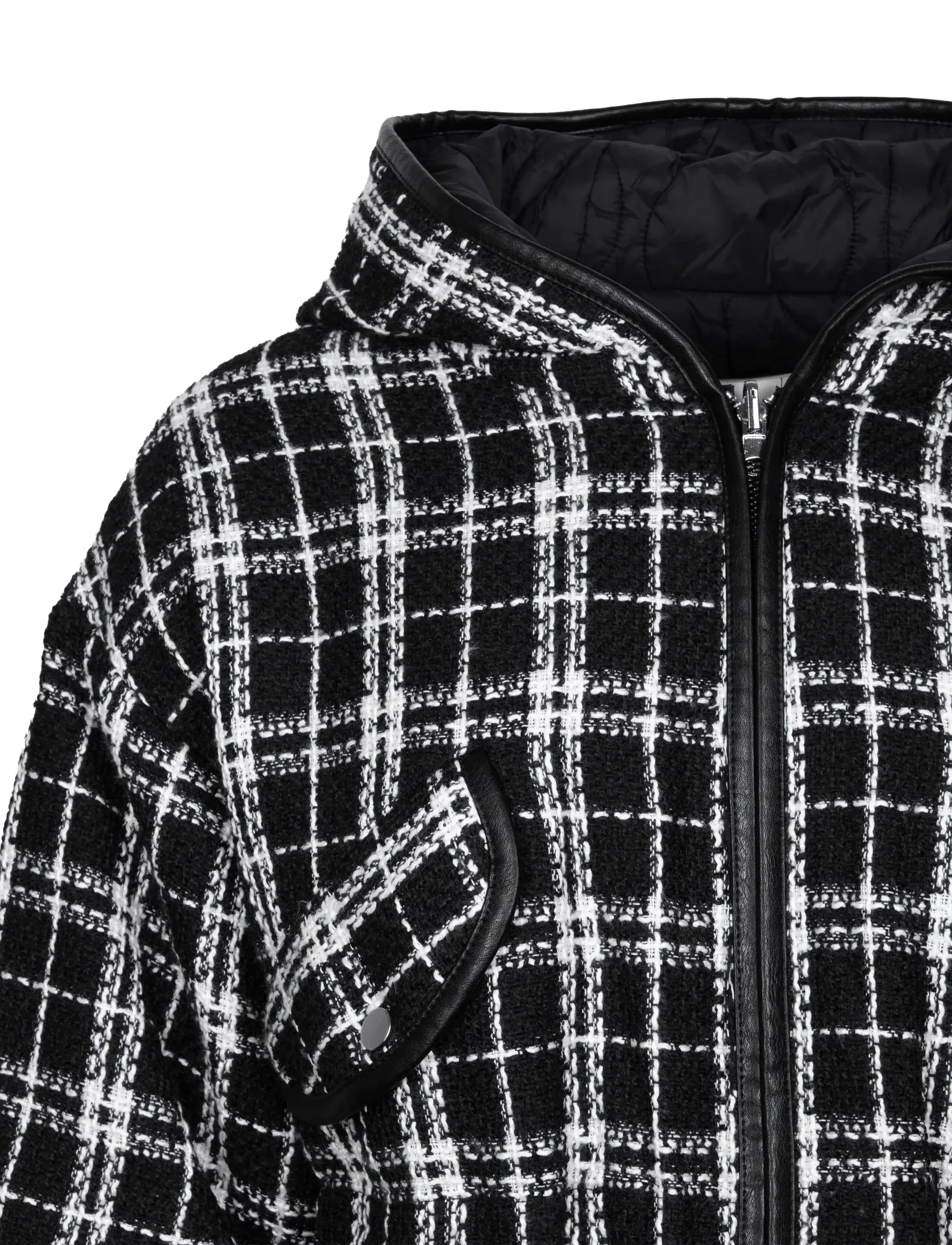 Maje - Reversible tweed jacket with hood - kevättakit - black - 3