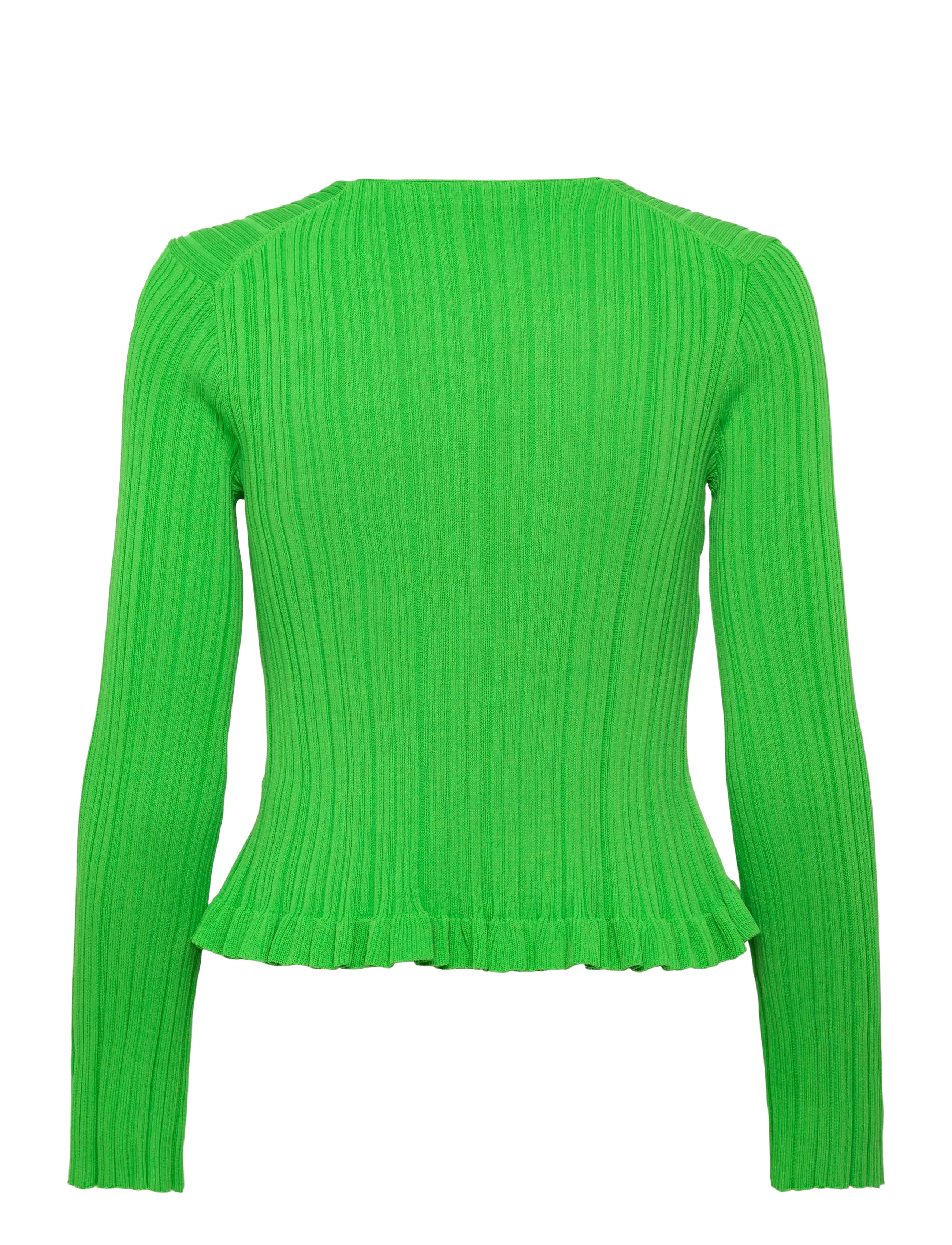 Maje - Ribbed and ruffled knitted cardigan - cardigans - green - 1