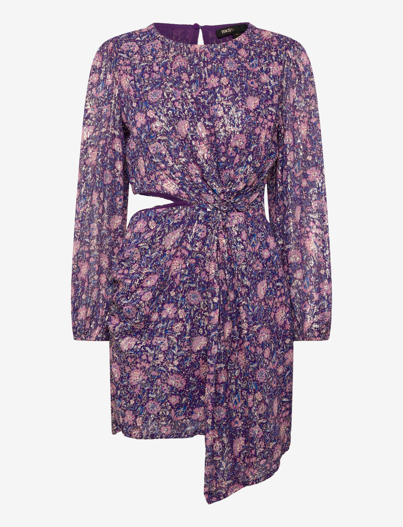 Maje - Metallic printed viscose dress - korte jurken - purple - 0