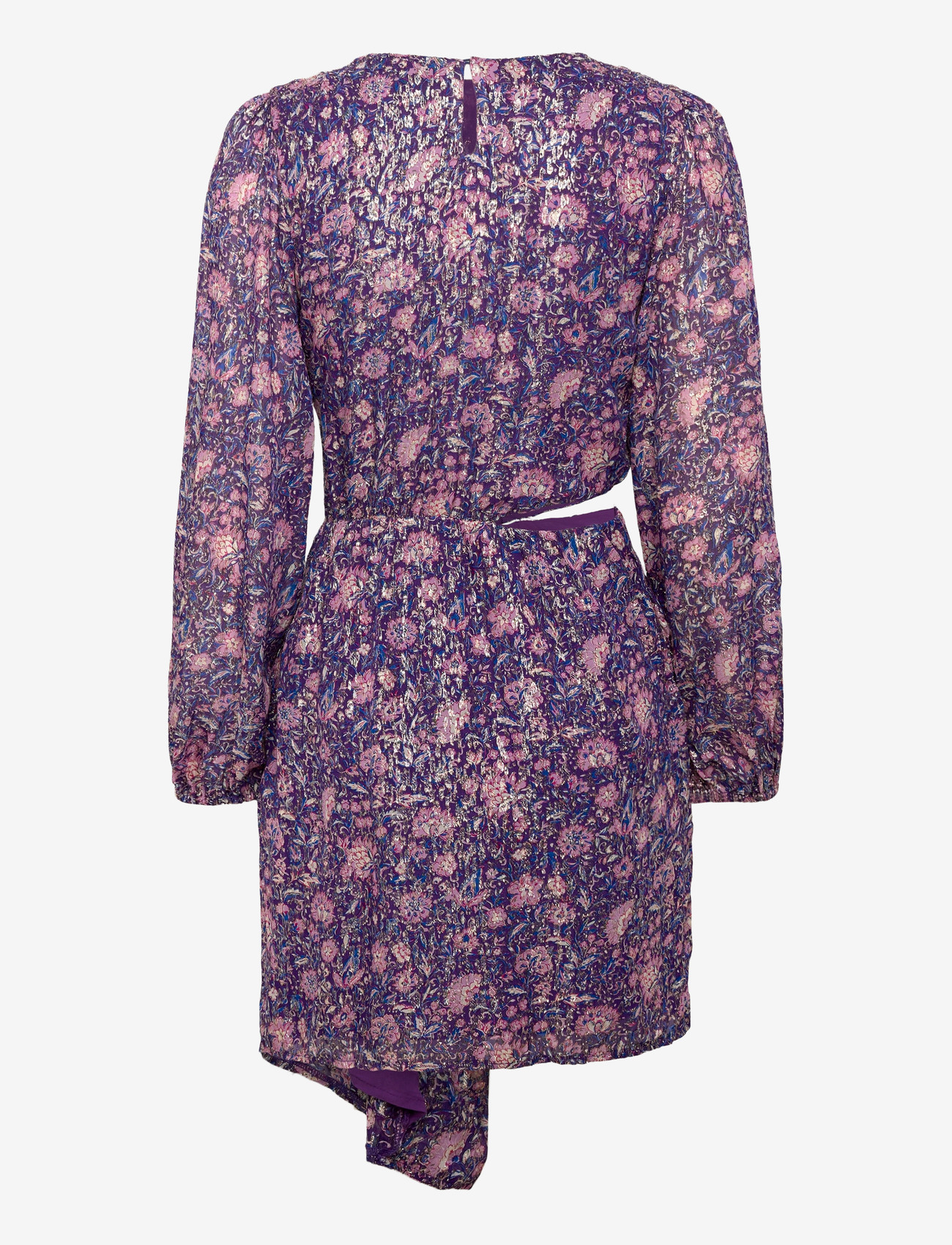 Maje - Metallic printed viscose dress - korte jurken - purple - 1