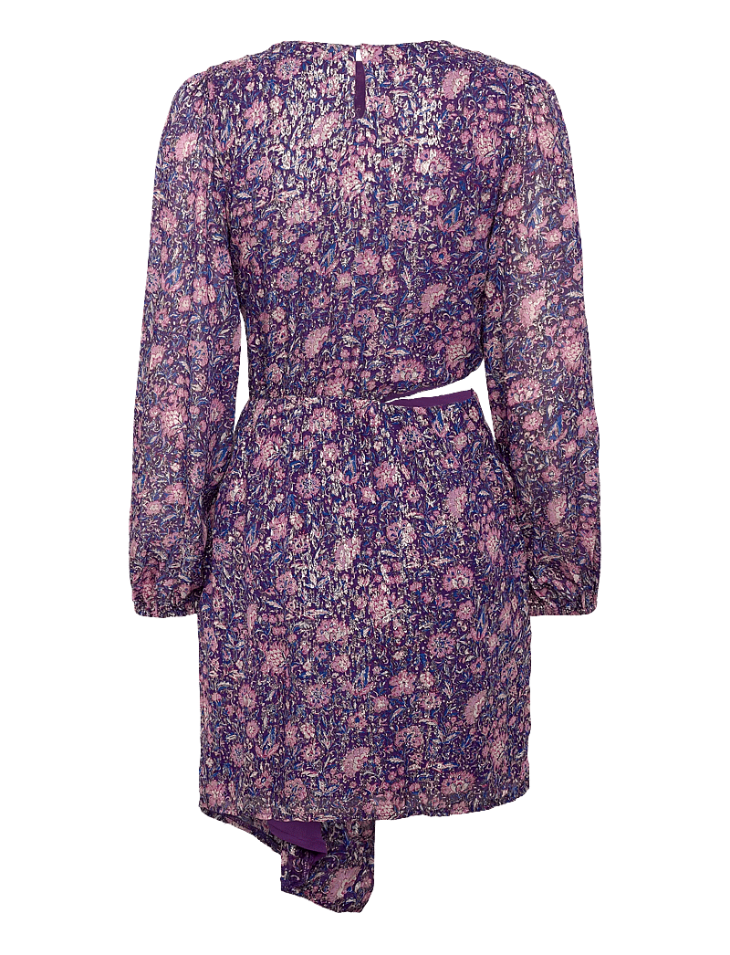 Maje - Metallic printed viscose dress - korte jurken - purple - 1